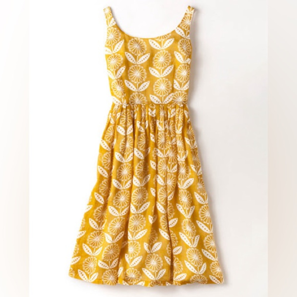 EUC Boden Yellow Floral Nancy Dress | Size 8 & 10